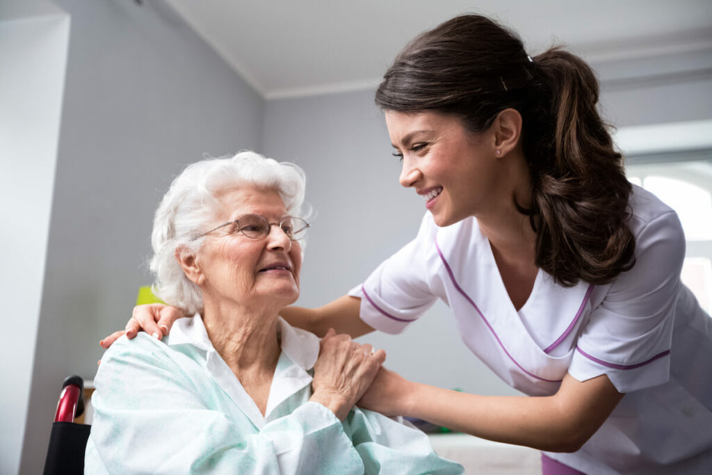 Dominion of Bristol | Caregiver caring for senior woman