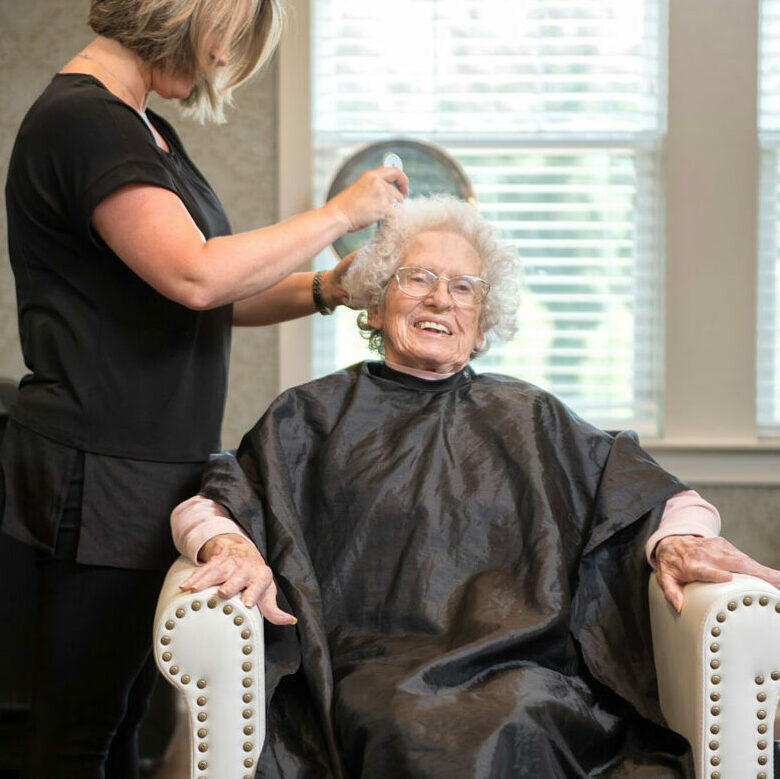 Dominion at Patrick Square | Senior woman in salon