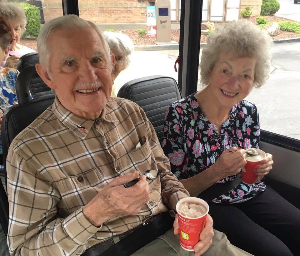 Dominion of Bristol | Residents on the community bus having ice cream